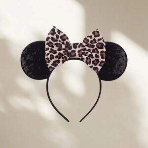 Leopard Print Bow Sequin Ears Headband